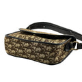 pre-owned christian dior trotter canvas shoulder bag beige gold
