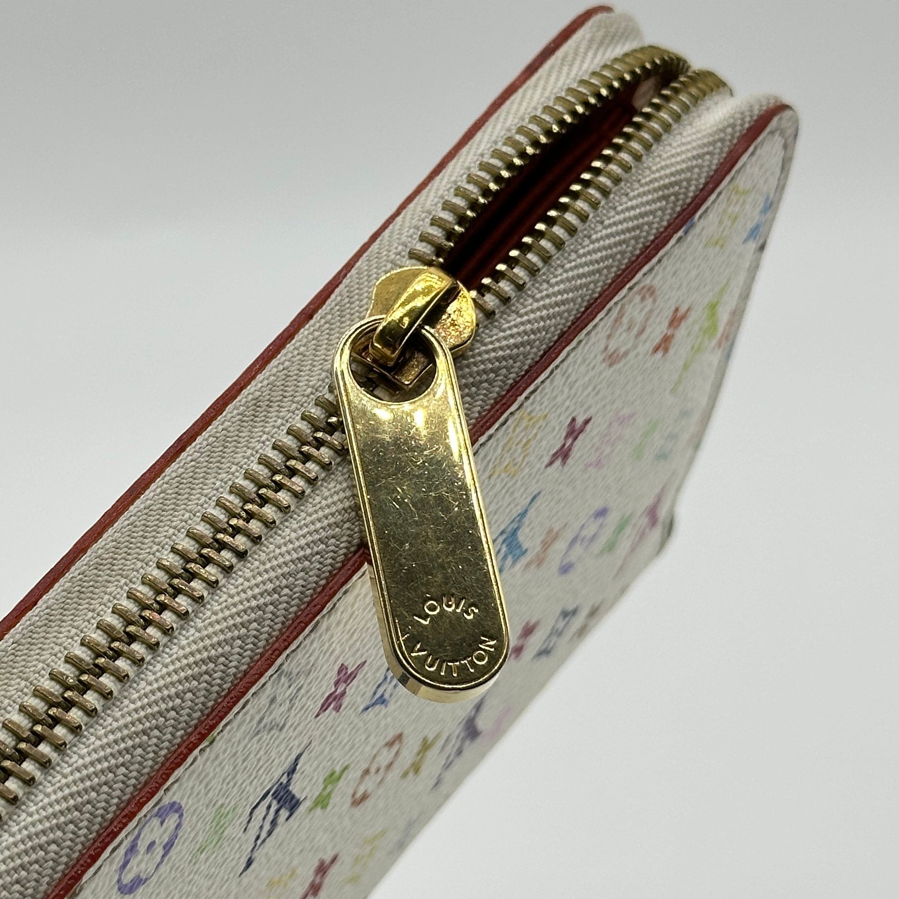 LOUIS VUITTON M60274 monogram mutlicoloer zippy wallet WHITE+ORANGE LV ×TM