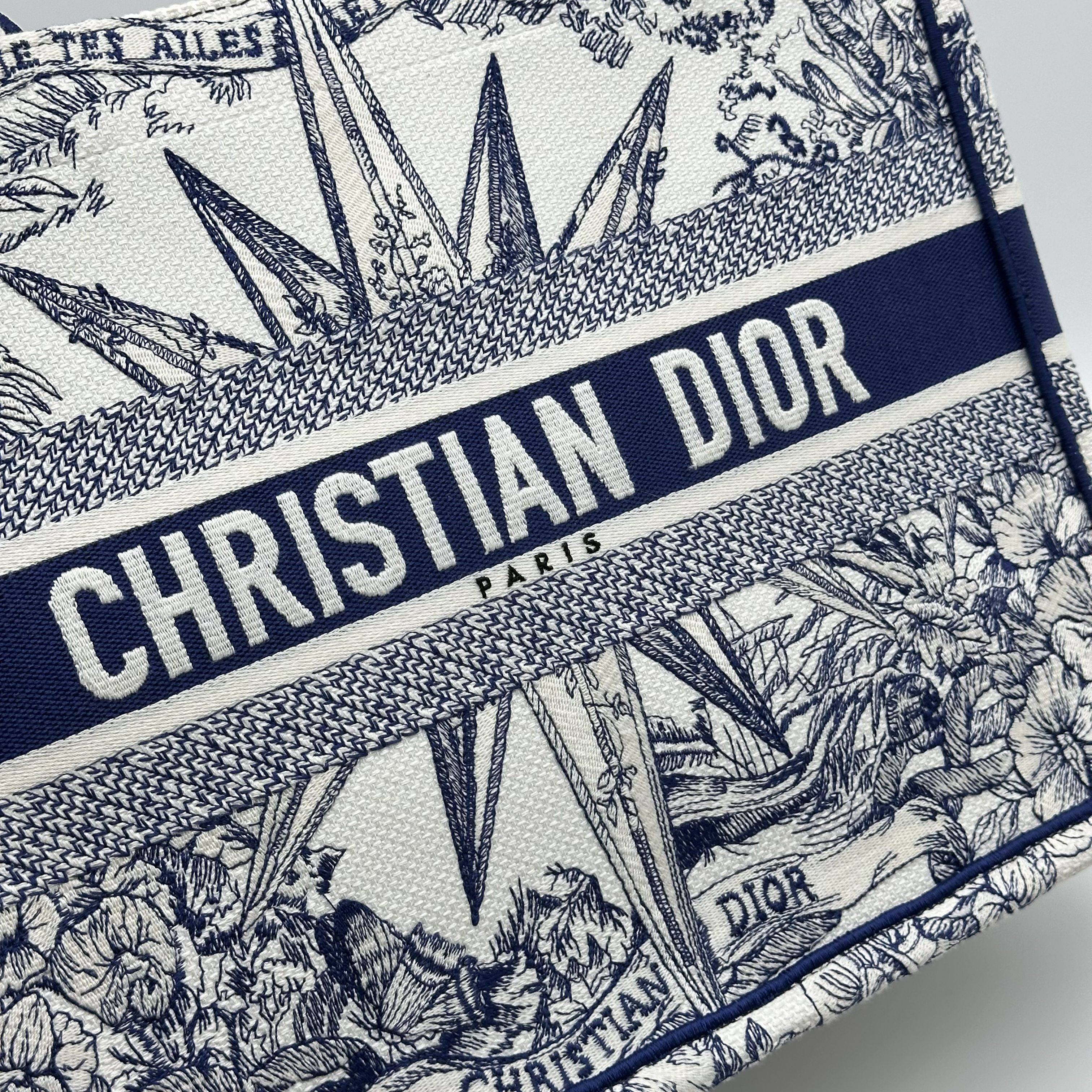 Christian Dior Bicolor Reve d'Infini Embroidery Book Tote Medium Bag