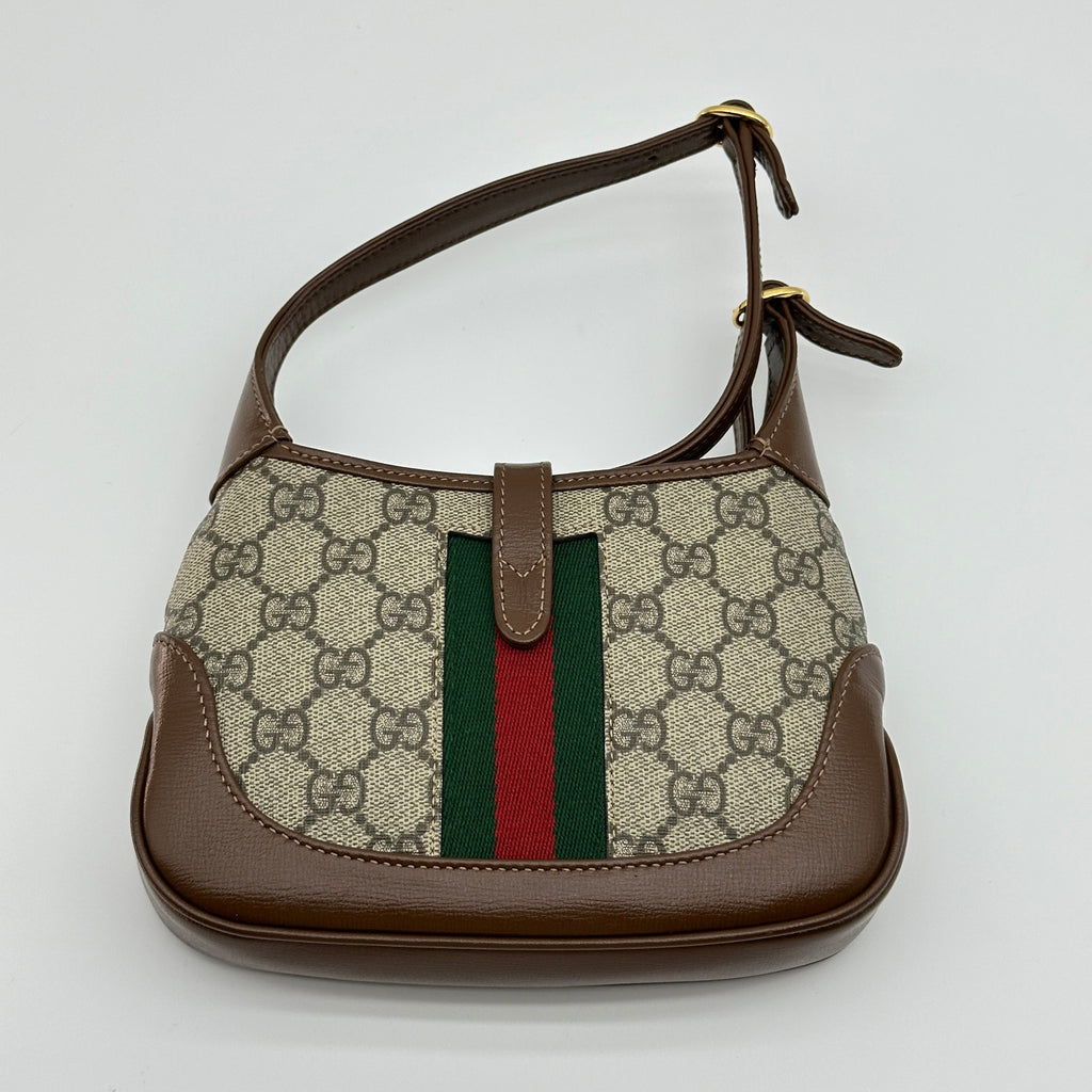Gucci GG Supreme Jackie 1961 PVC & leather Shoulder bag Beige×Brown 637092