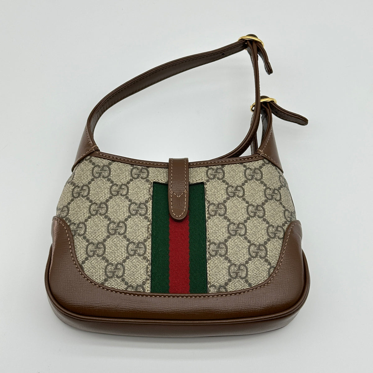 Gucci GG Supreme Jackie 1961 PVC & leather Shoulder bag Beige×Brown 637092