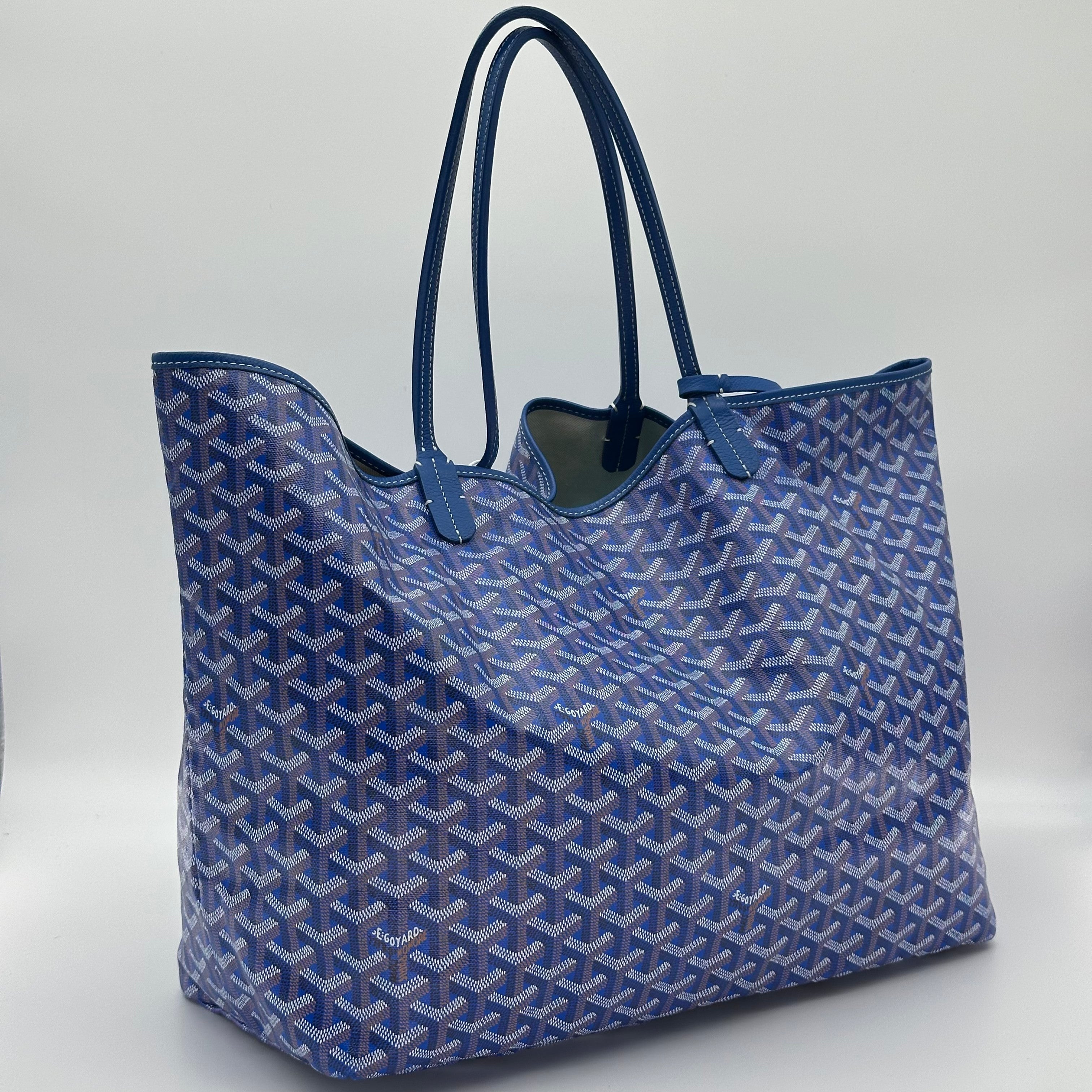 Goyard Saint Louis GM PVC & 가죽 토트백 블루