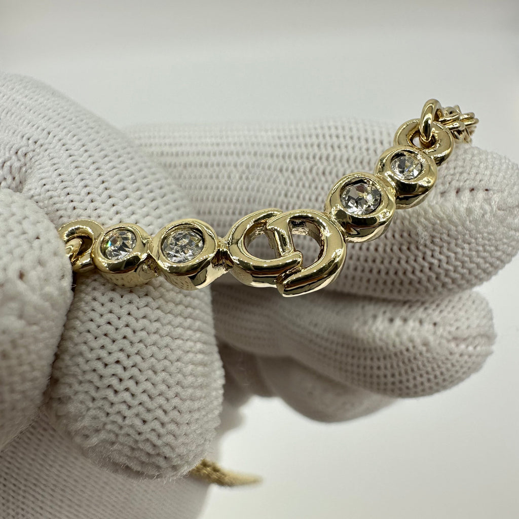 Christian Dior Logo Stone Necklace
