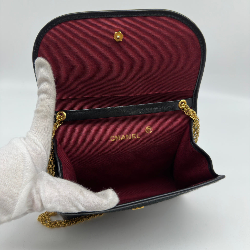 Chanel Coco Mark Black Fabric Chain Shoulder Bag