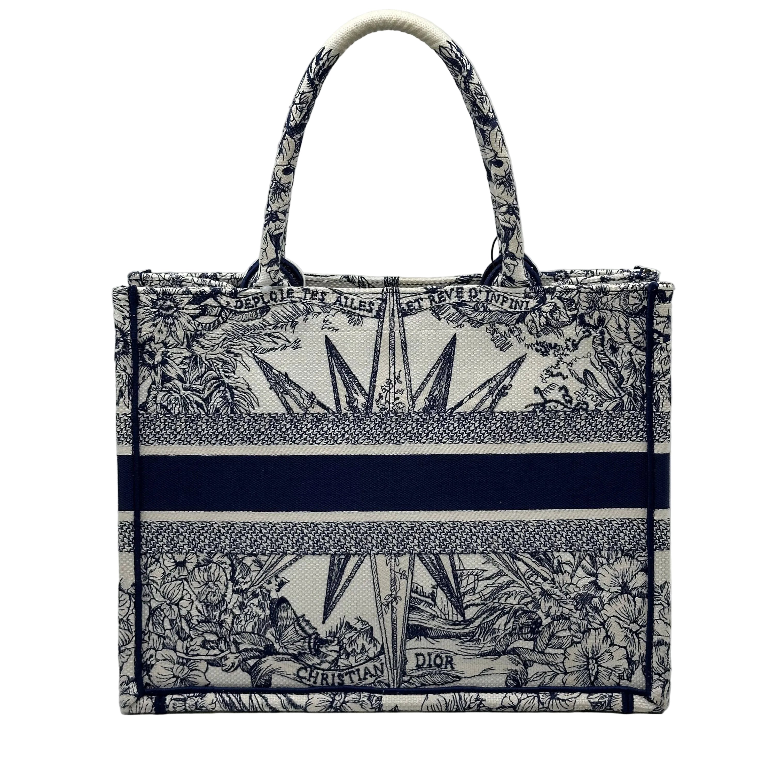 Christian Dior Bicolor Reve d'Infini Embroidery Book Tote Medium Bag