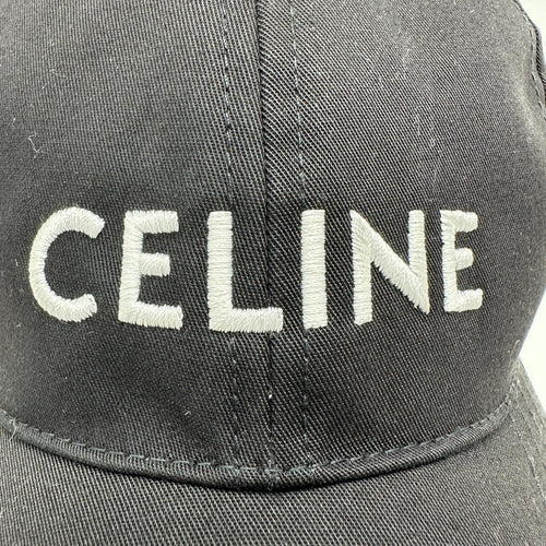 Celine Logo Cap L Cotton Black Wears Marked With odor Lint on fabric Frayed