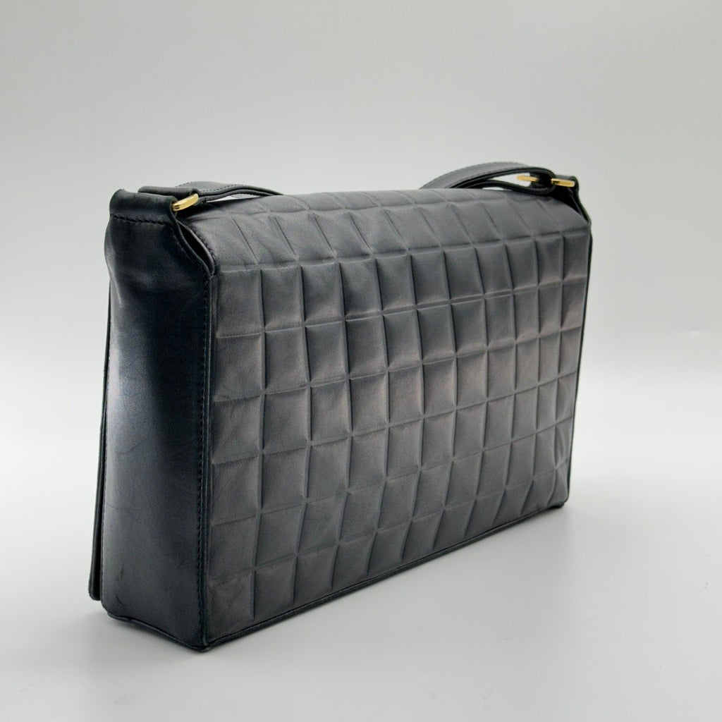 Chanel Choco Bar Quilted Black Leather Shoulder Bag