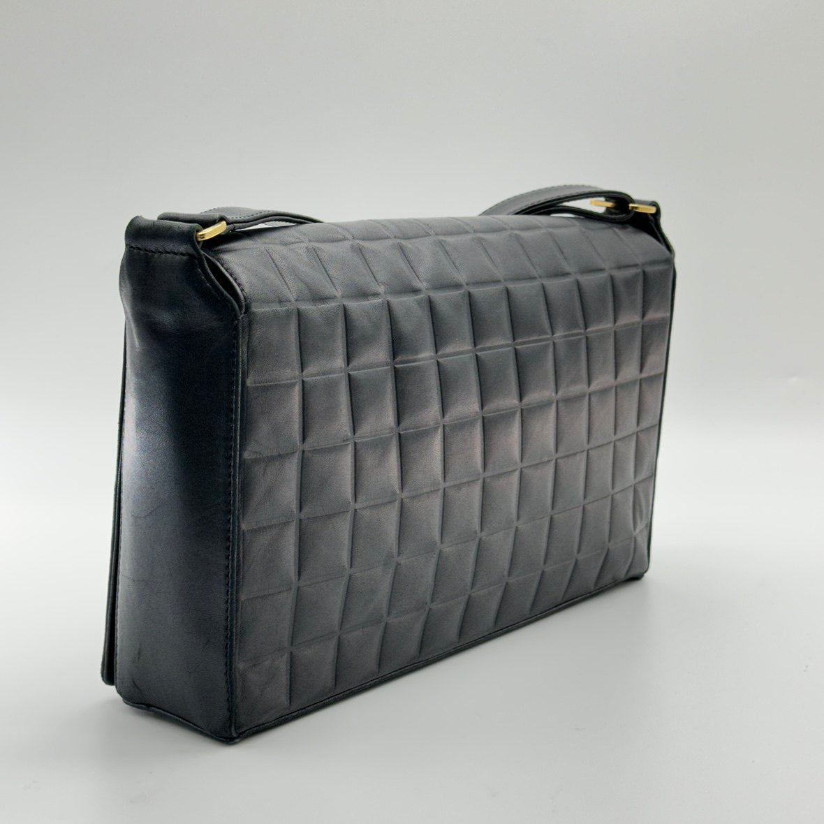 Chanel Choco Bar Quilted Black Leather Shoulder Bag
