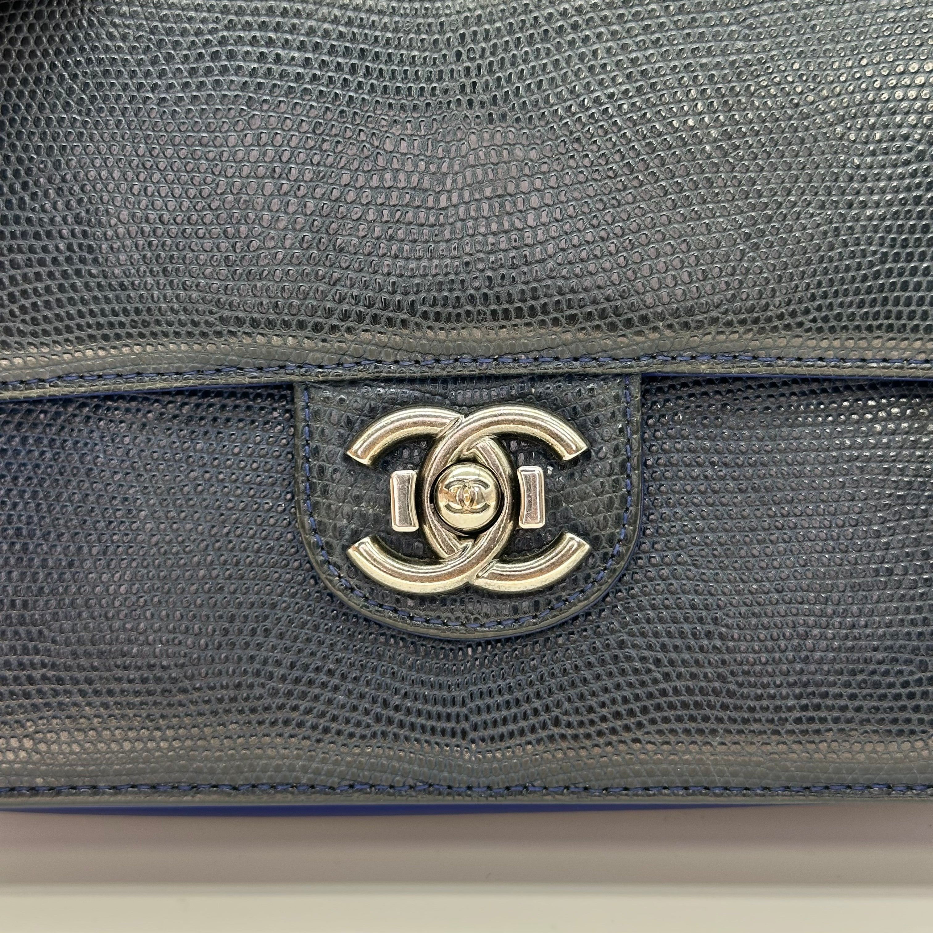 Chanel Blue Lizard Medium Perfect Edge Double Flap Bag production 17 Series