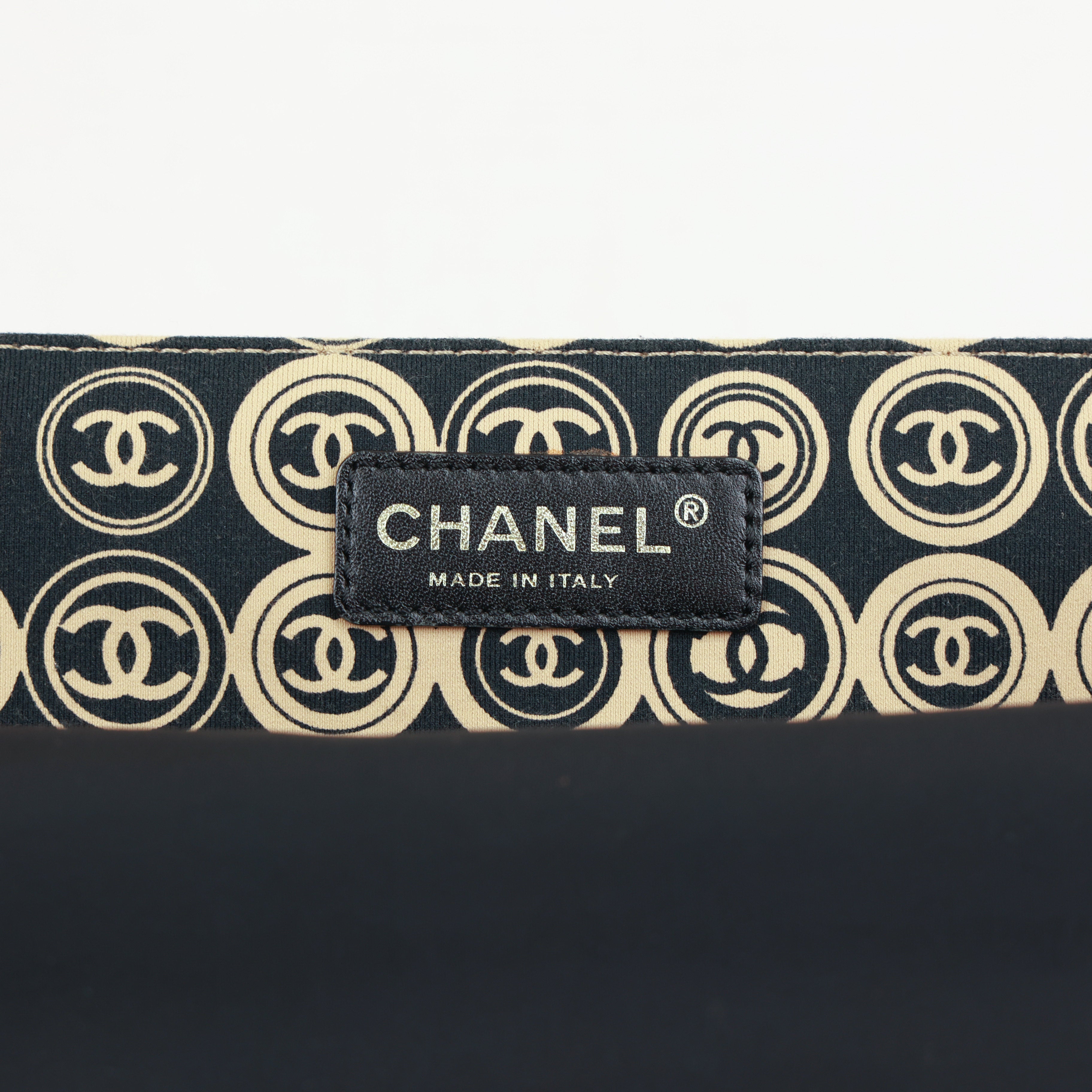Chanel Coco Mark handbag Jersey Calfskin Printed Large Frame Handle Bag Beige Black 8 series