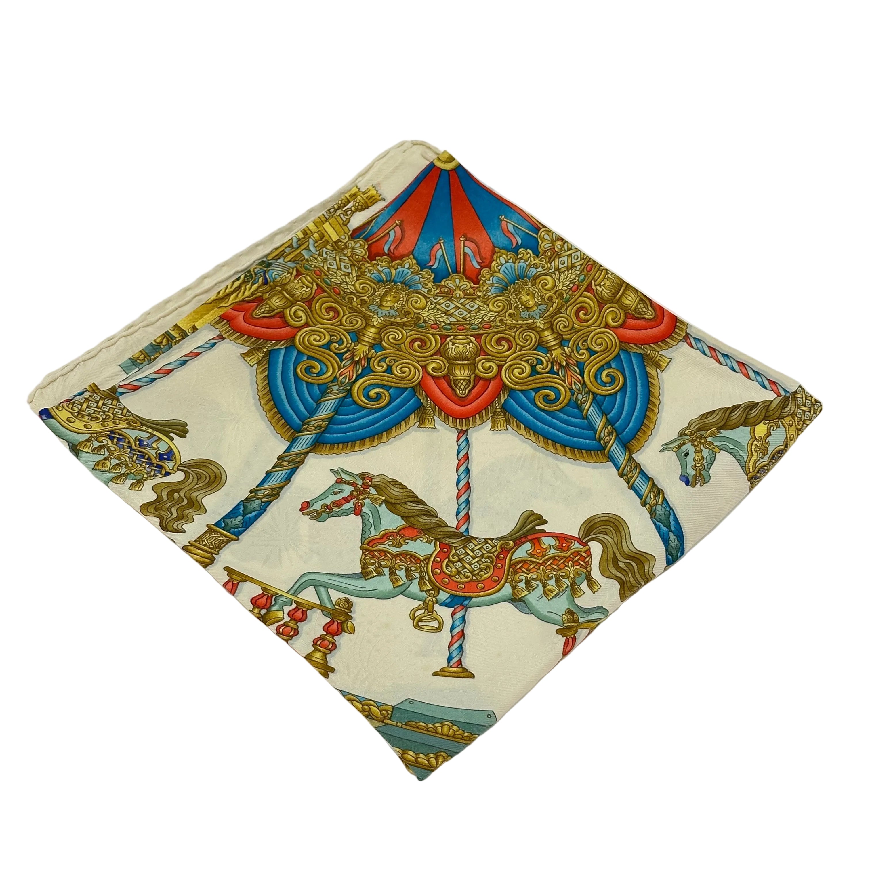 Hermès Carré 90 Silk Scarf ‘Luna Park’ Amusement Park Merry-Go-Round 100%Silk