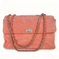 Chanel Pink Choco Bar Reissue Suede Flap Bag Leather Metal