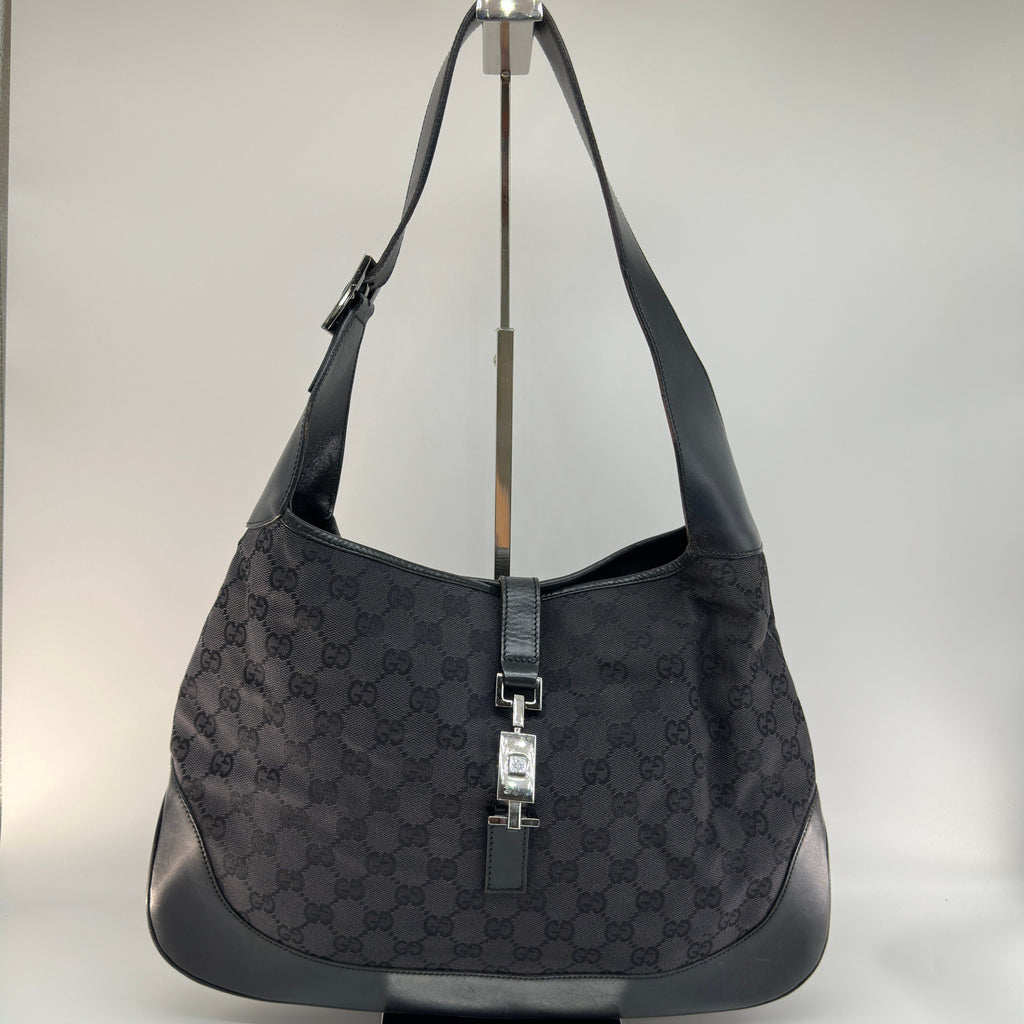 Gucci GG Canvas Jackie Black Hobo Shoulder Bag