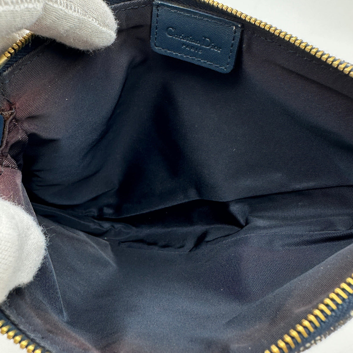 Dior Trotter Canvas Saddle Pouch Navy Shoulder Bag