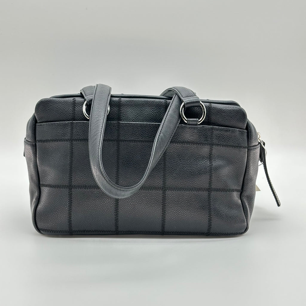 Chanel Caviar Skin Choco Bar Mini Boston Bag Black Vintage 9 Series