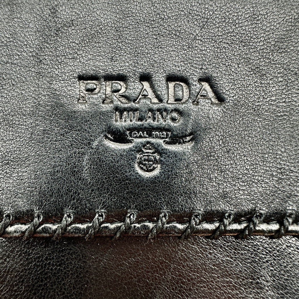 Prada Leather Black Trifold Wallet