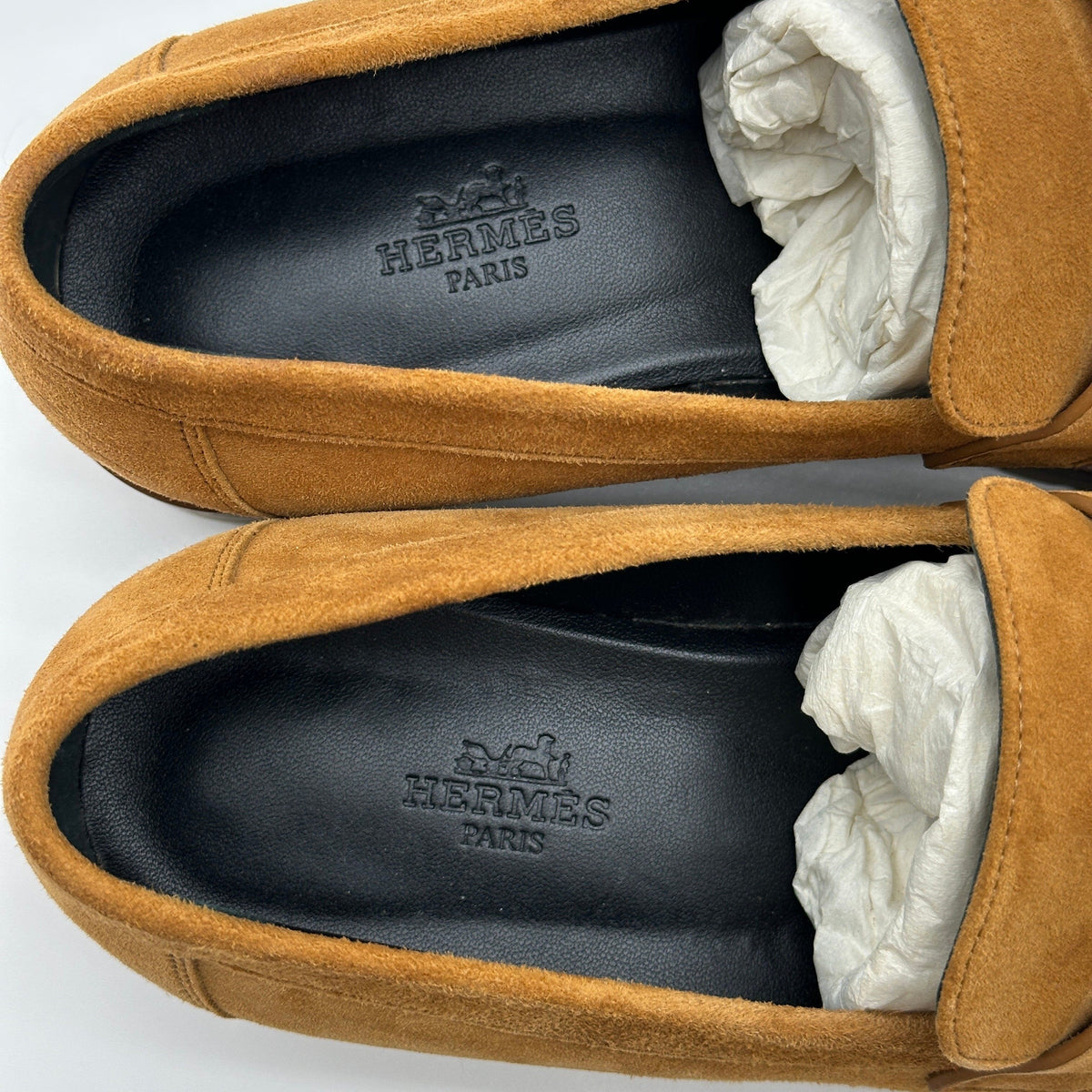 Hermès Suede Goatskin Faubourg Brown Loafers