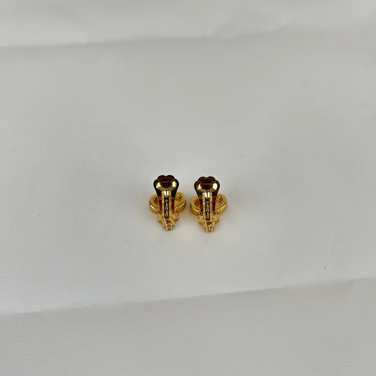 Christian Dior CD Logo Three Stone Stud Earrings Vintage