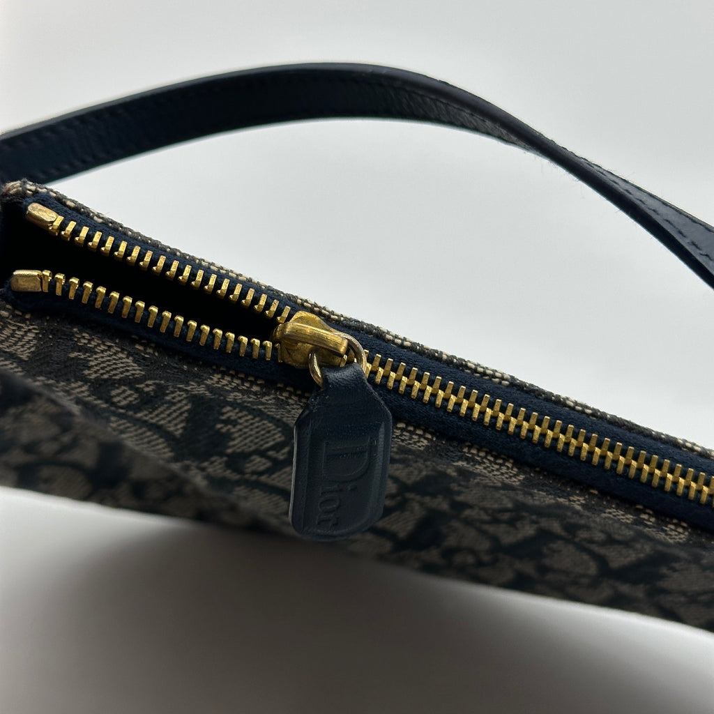 Dior Trotter Canvas Saddle Pouch Navy Shoulder Bag