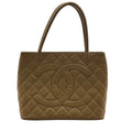 chanel beige quilted caviar leather medallion tote bag