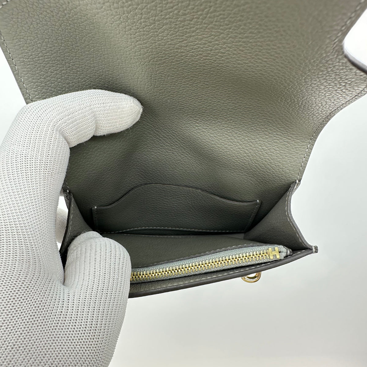 Hermès Roulis Slim Geldbörse Gris Meyer Evercolor Permabrass Hardware Z Stamp