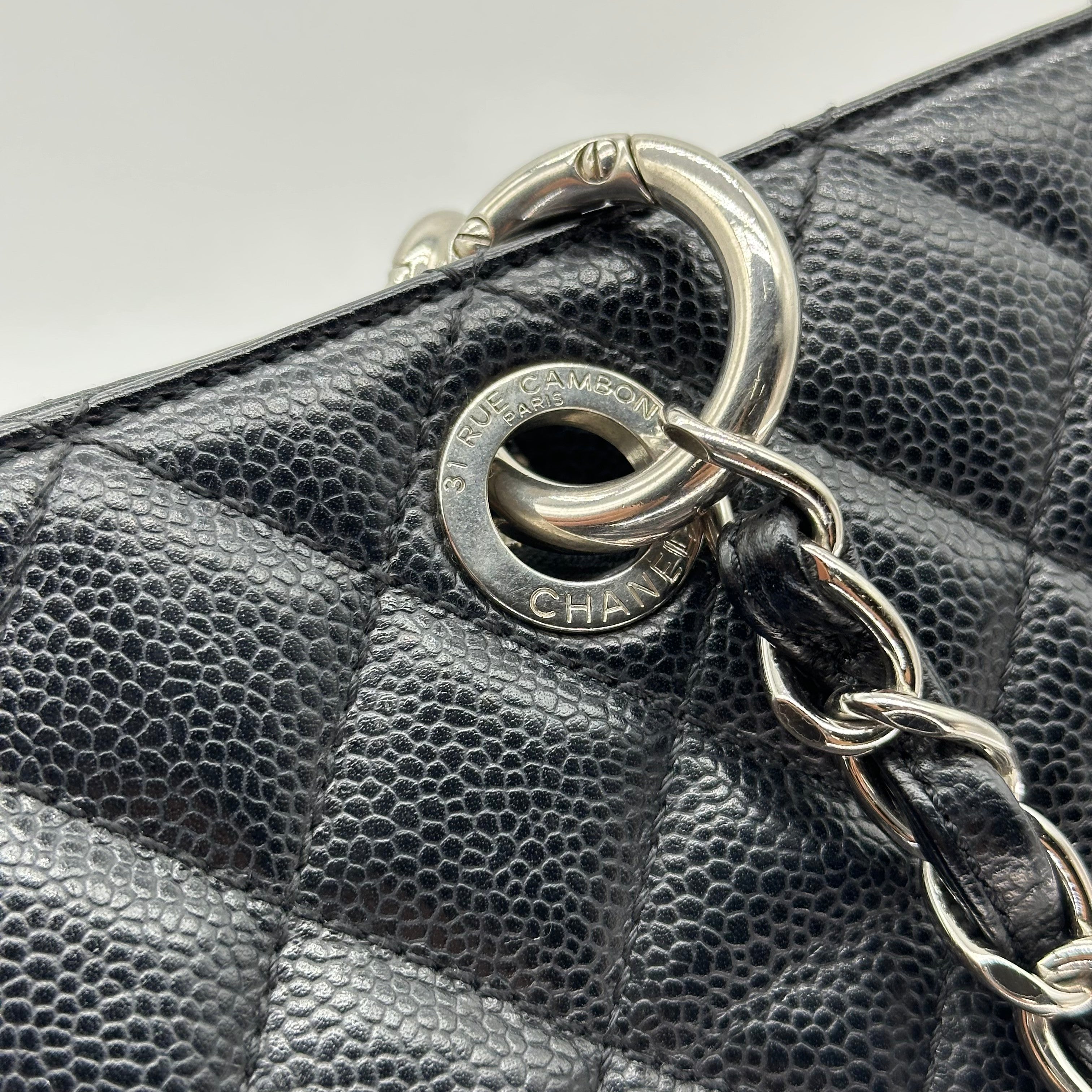 Chanel GST Caviar Leather Chain Tote Bag Black Gold Hardware 16 Series