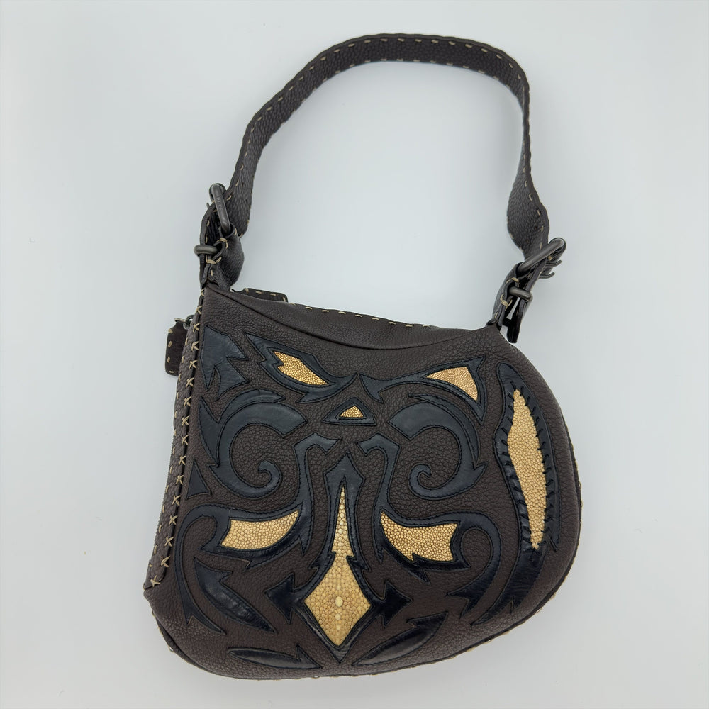 Fendi Rare Selleria Oyster Cuir Sac à main Sac à bandoulière vintage