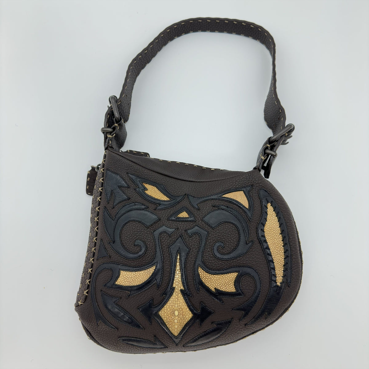 Fendi Rare Selleria 牡蠣皮革手提包 單肩包 復古