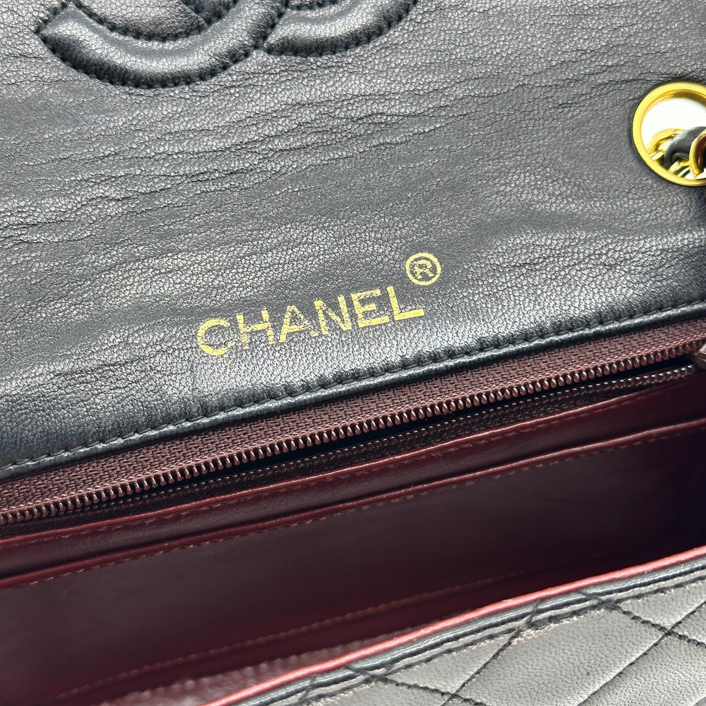 Chanel Matelasse Mini Chain Shoulder Bag Coco Mark Gold Hardware Black 0 Series