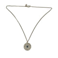Chanel Vintage Cutout Double CC Coin Necklace Black Silver