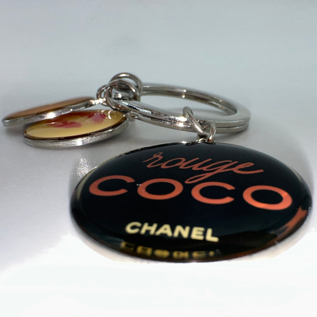 Chanel Silvertone Metal and Resin Rouge Coco Charm Key Chain and Bag Charm