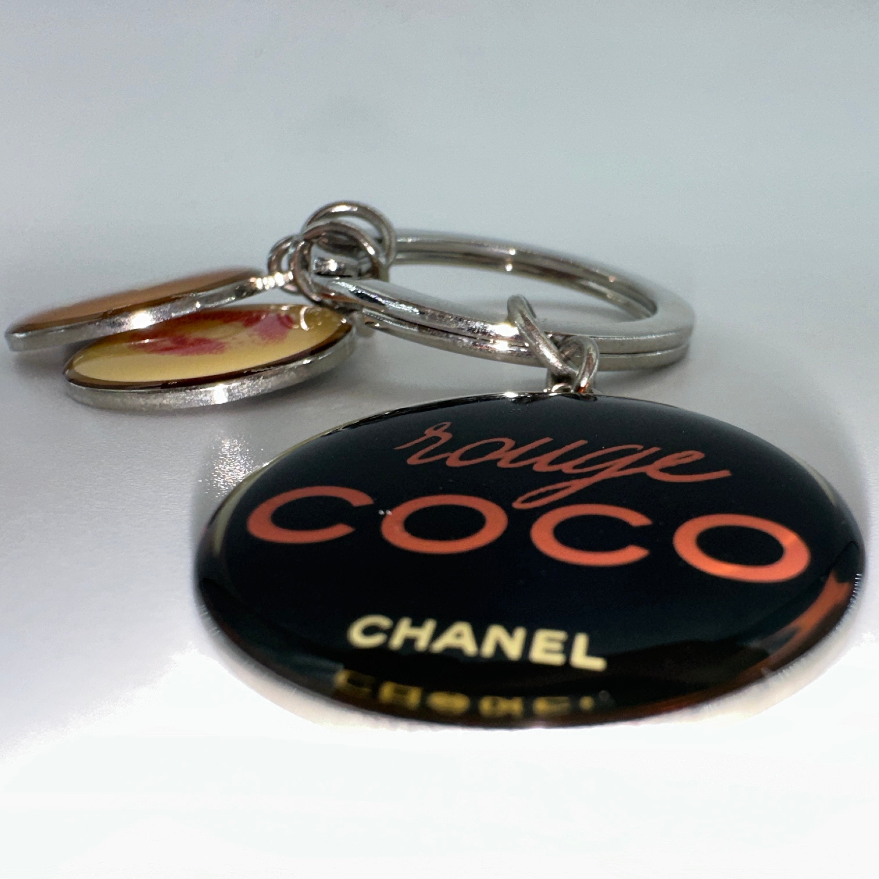 Chanel Silvertone Metal and Resin Rouge Coco Charm Key Chain and Bag Charm