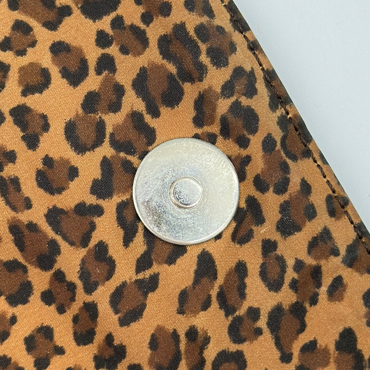 Bottega Veneta Vintage Leopard Print Triangle Logo Flap Shoulder Bag Brown