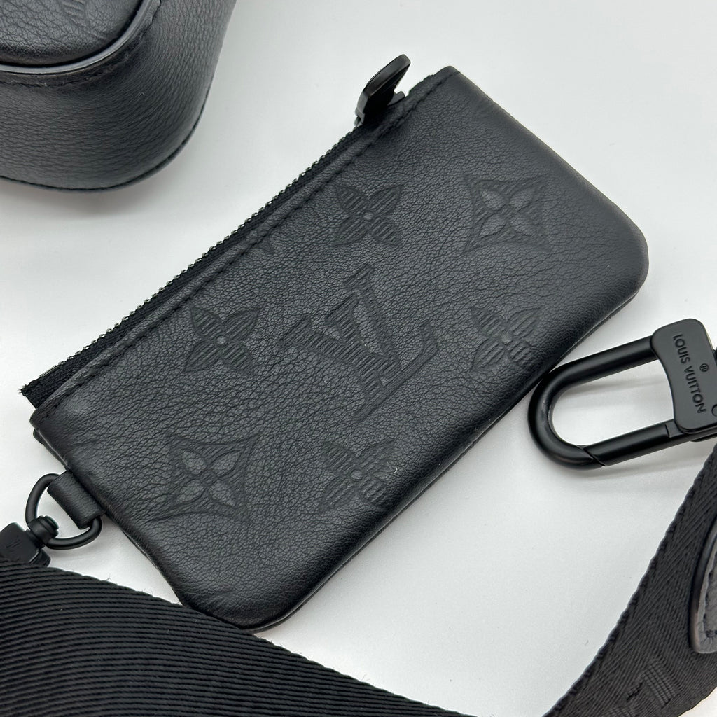 Louis Vuitton Monogram Shadow Trio Messenger M46602 Black with RFID