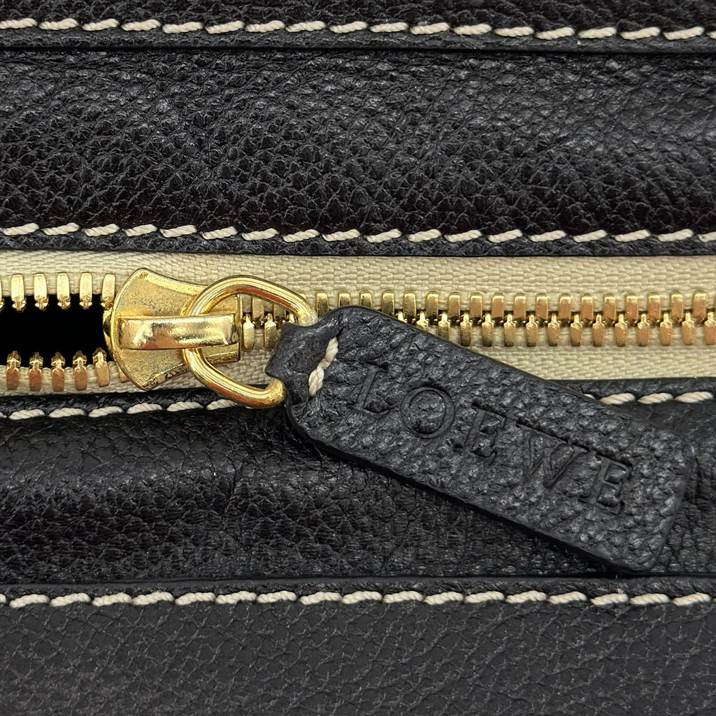 LOEWE Vintage Shoulder Bag Dual Exterior Pockets Gold Hardware