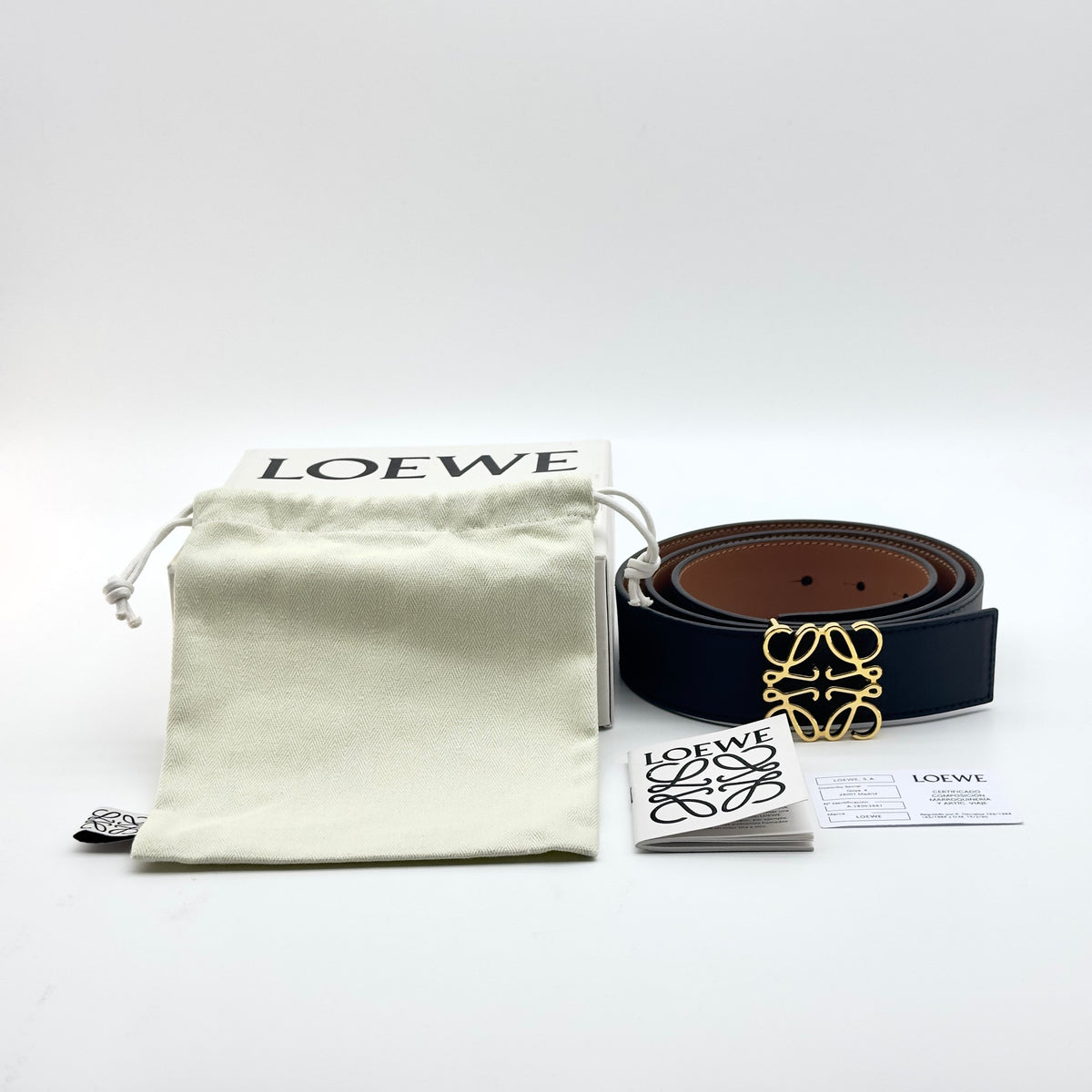 Loewe Calfskin Anagram Size 110 Black/Brown Belt