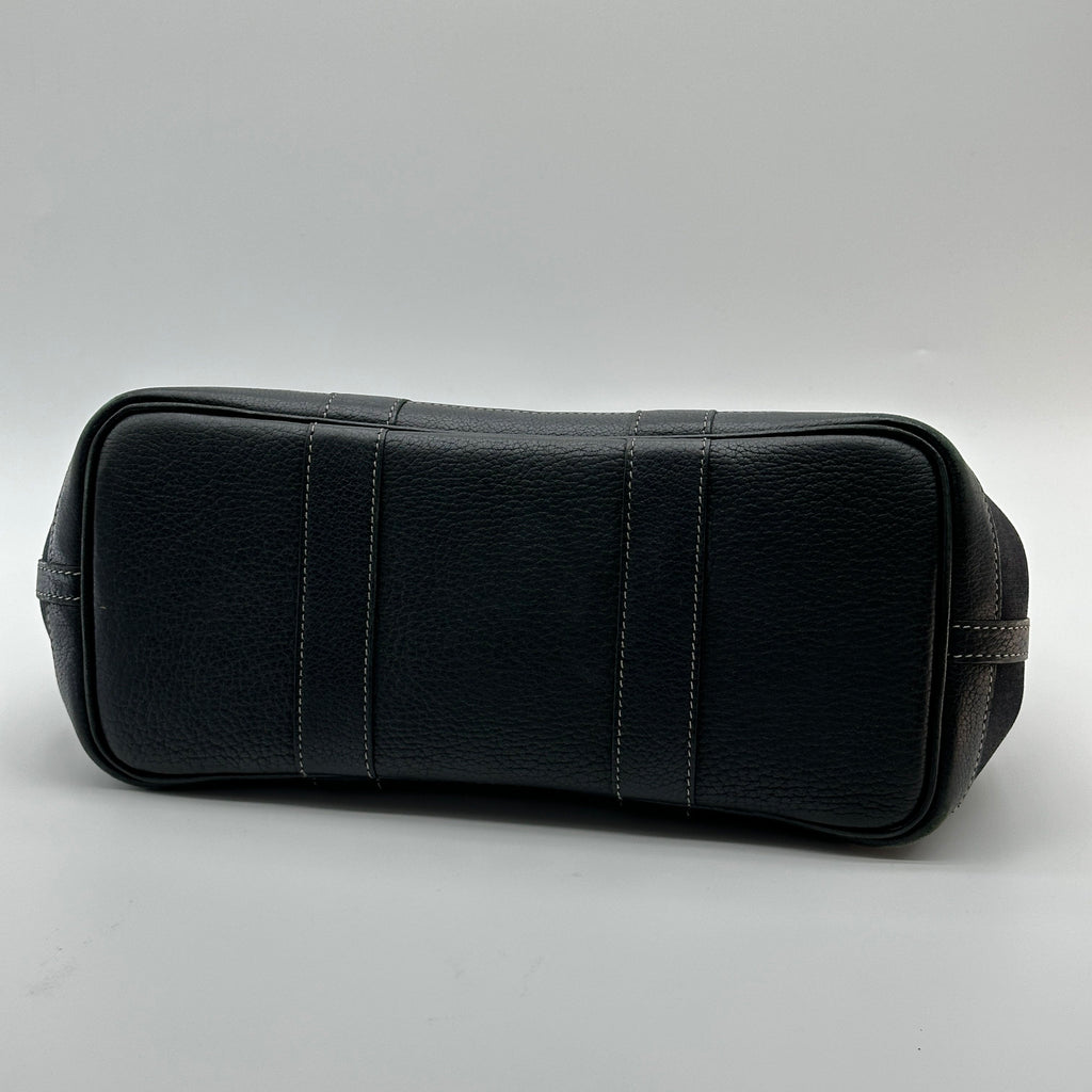 Hermes Garden Party TPM Black Canvas Leather Shoulder Bag