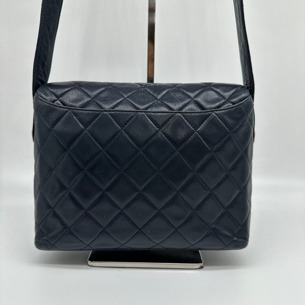Chanel Quilted Lambskin Vintage Coco Black Shoulder Bag