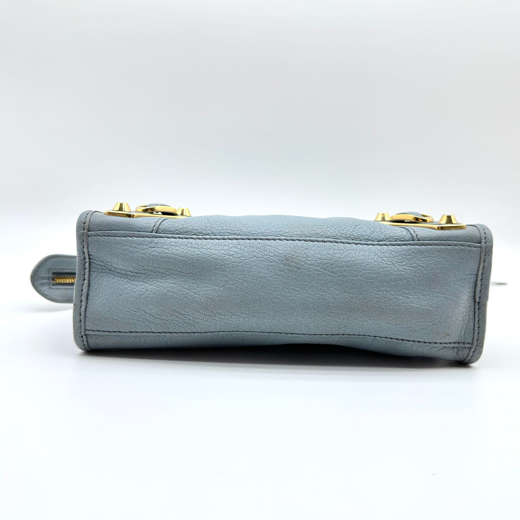 Balenciaga Leather Classic Metallic Edge Mini City Gray 2-Way Handbag