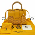 Goyard Saigon Mini Soft Wooden Handle Handbag Canvas and Leather 2-Way Shoulder Bag Yellow