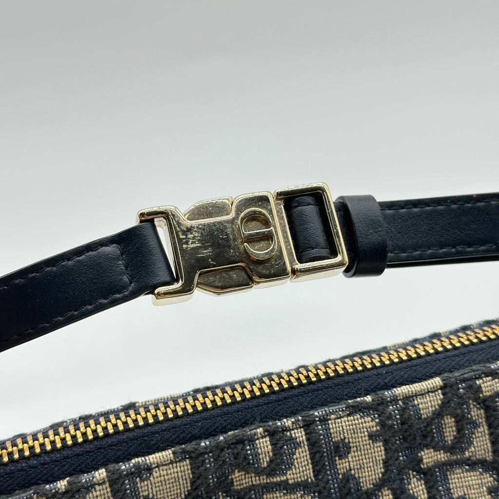 Dior Oblique Canvas Navy Leather Shoulder Bag