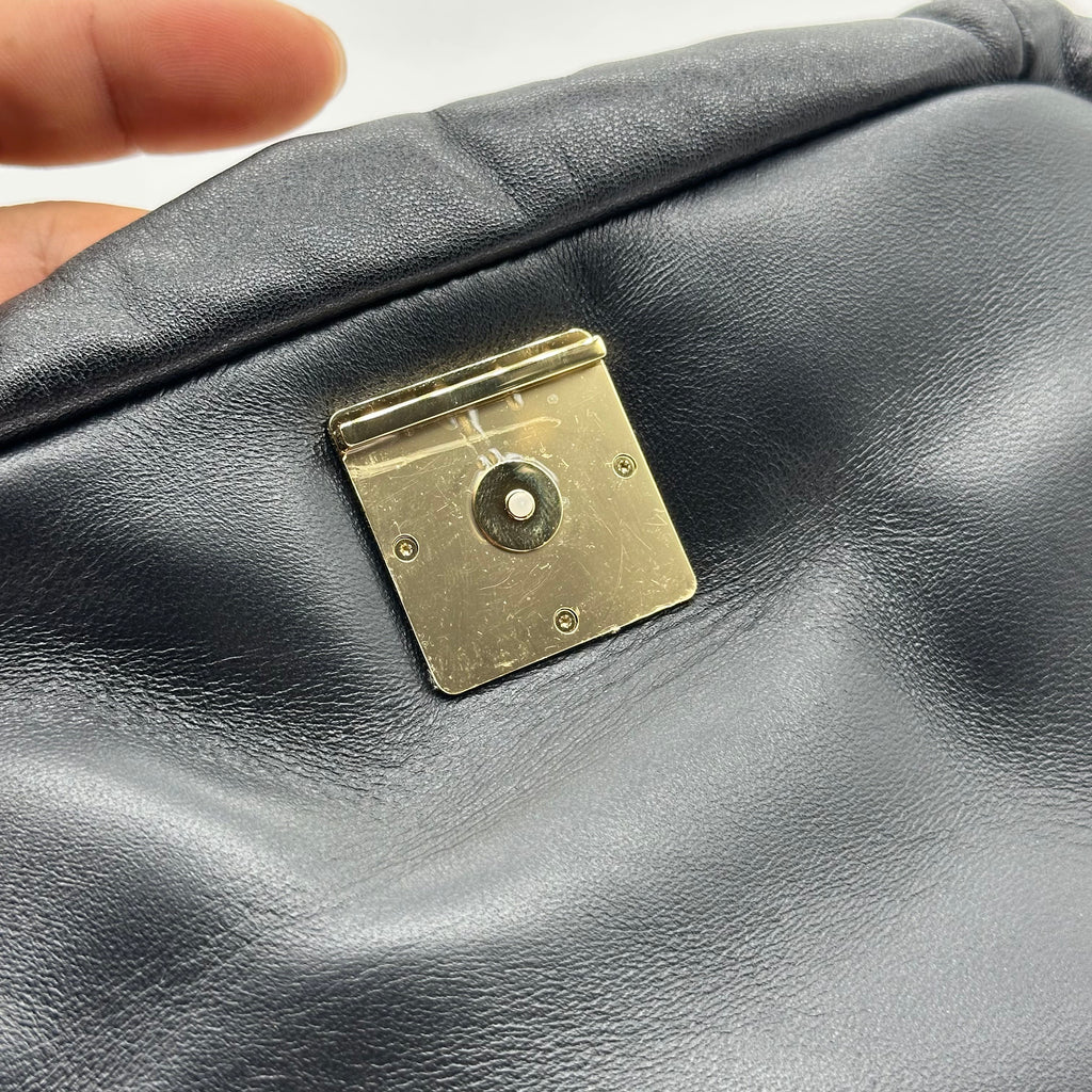 Loewe Anagram puffer Leather Chain Shoulder Bag Black