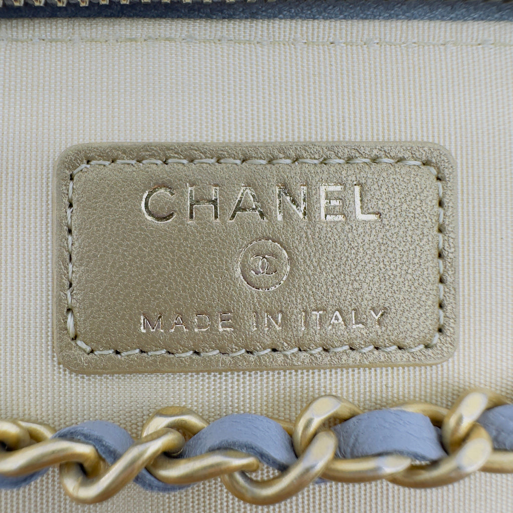 Chanel Quilted Lambskin CC Vanity Case Mini Gray Chain Shoulder Bag