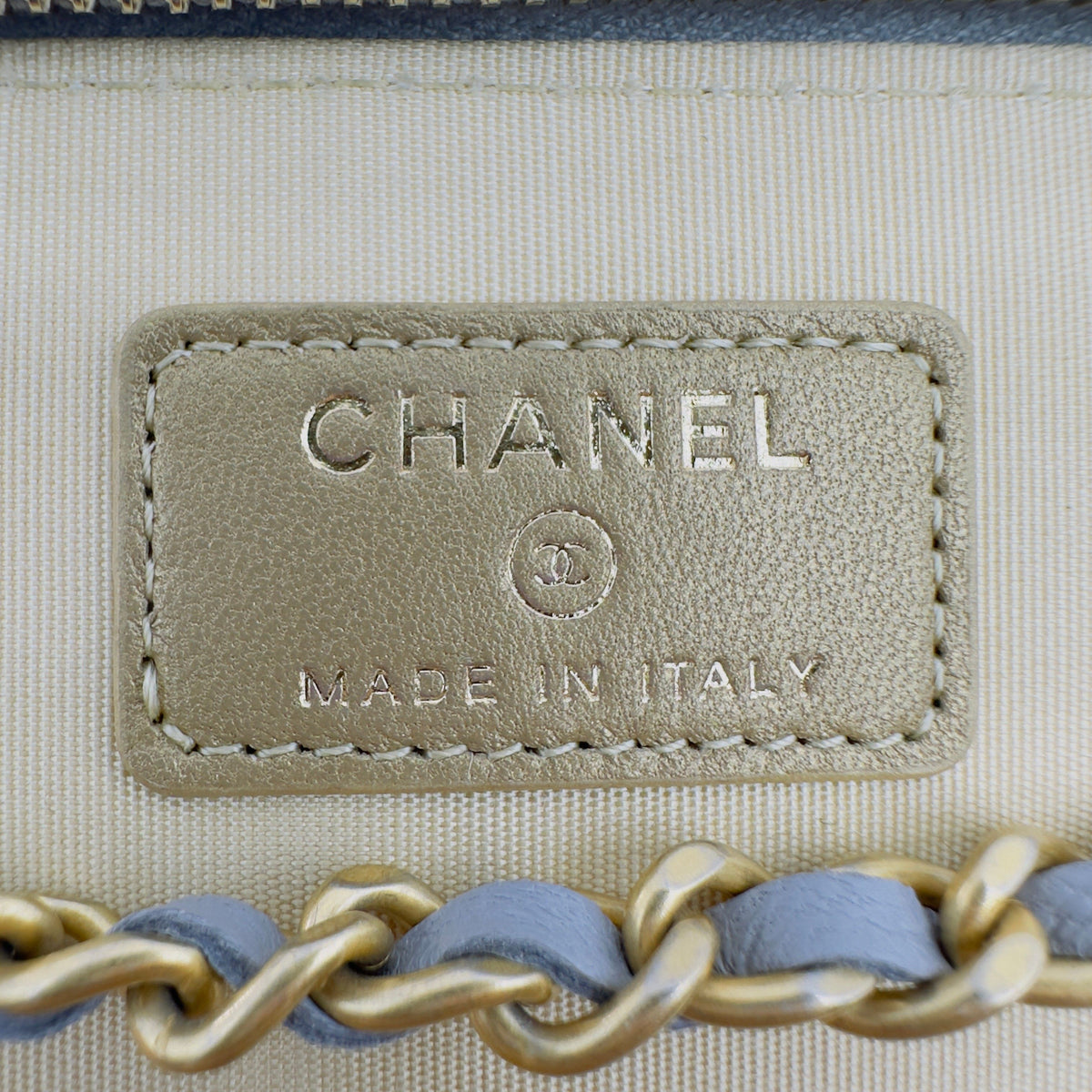 Chanel Quilted Lambskin CC Vanity Case Mini Gray Chain Shoulder Bag