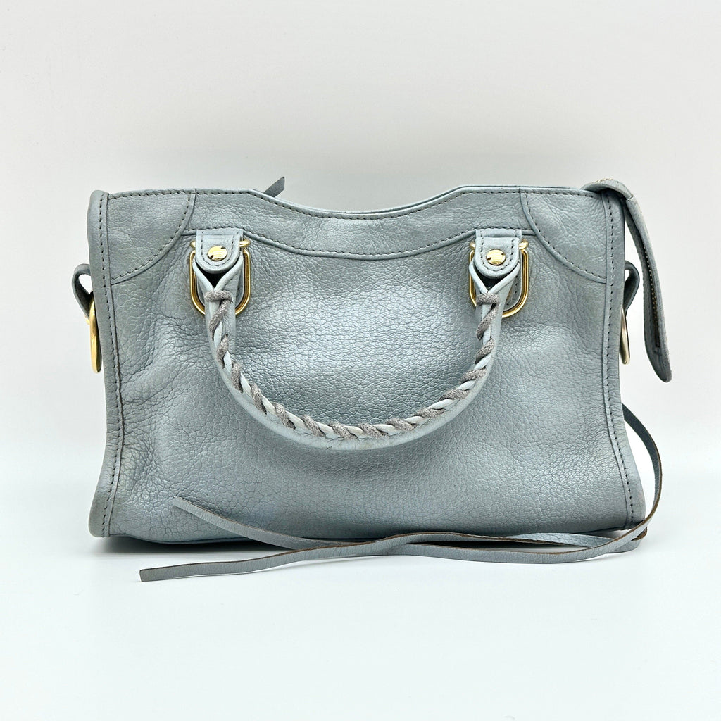 Balenciaga Leather Classic Metallic Edge Mini City Gray 2-Way Handbag