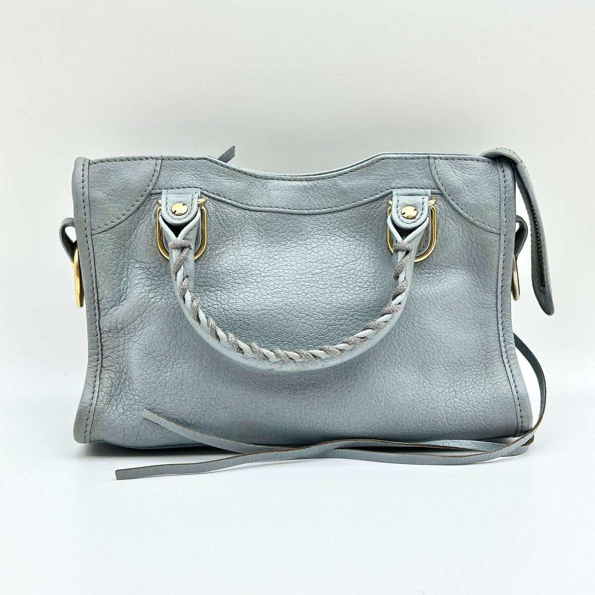 Balenciaga Leather Classic Metallic Edge Mini City Gray 2-Way Handbag