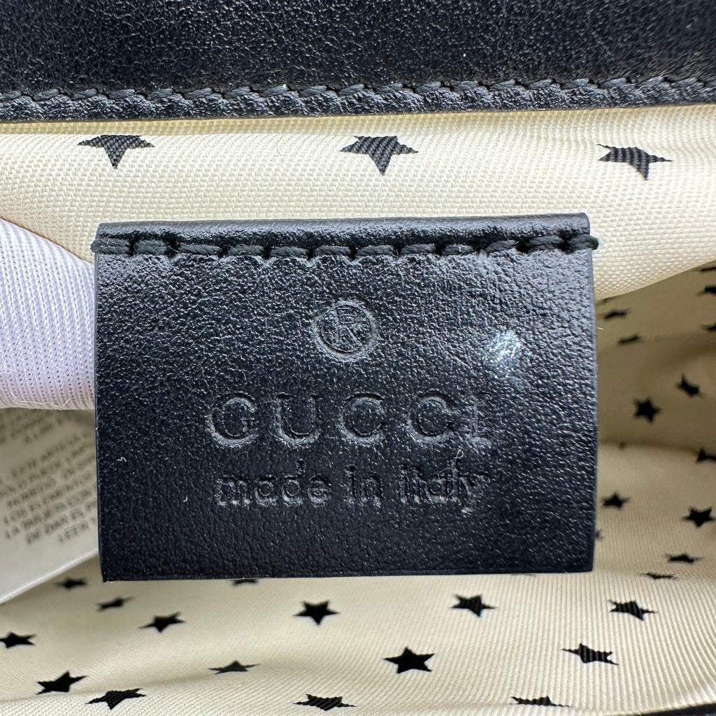 Gucci Metallic Diamond Calfskin Black Gold Belt Bag