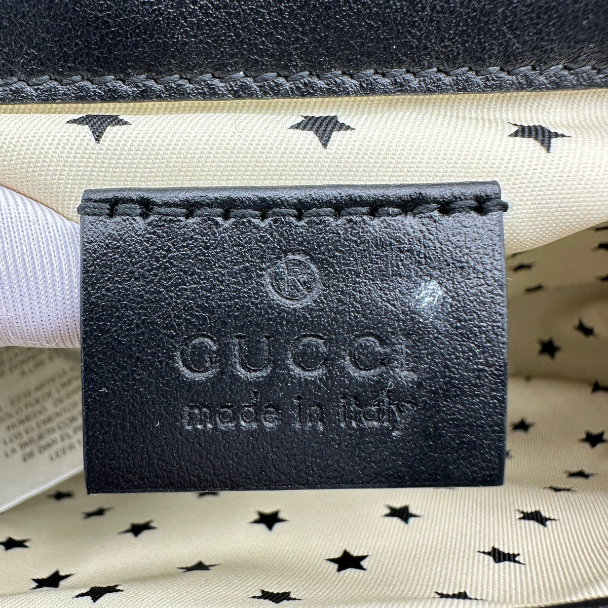 Gucci Metallic Diamond Calfskin Black Gold Belt Bag