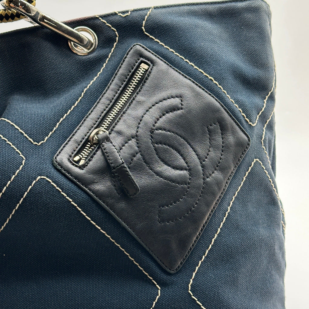Chanel Quilted Number 5 Rope Handle Navy Tote Bag