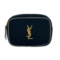 SAINT LAURENT PARIS Riñonera de terciopelo con puntada en V Bolsa para cámara negra